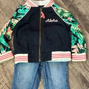 OshKosh Aloha Tropical Jacket & Garanimals Jeans Outfit 18M